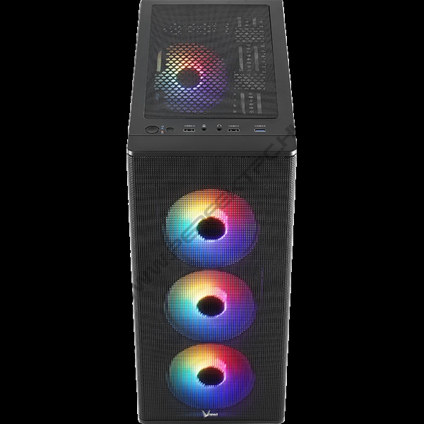 Formula Számítógépház - FG-06 AR (fekete, ablakos, 4x12cm ARGB venti, mATX, 1xUSB3.0, 2xUSB2.0)