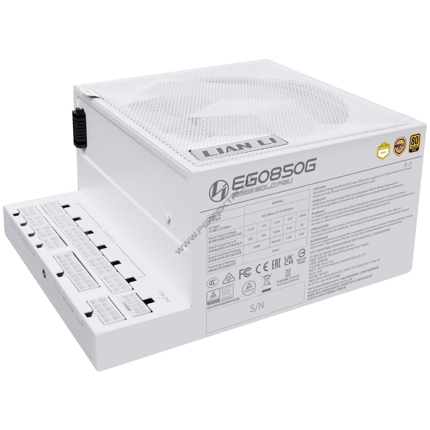 Tápegység Lian Li EDGE EG850 80 PLUS Gold, PCIe 5.1, ATX 3.1 - 850 watt, fehér