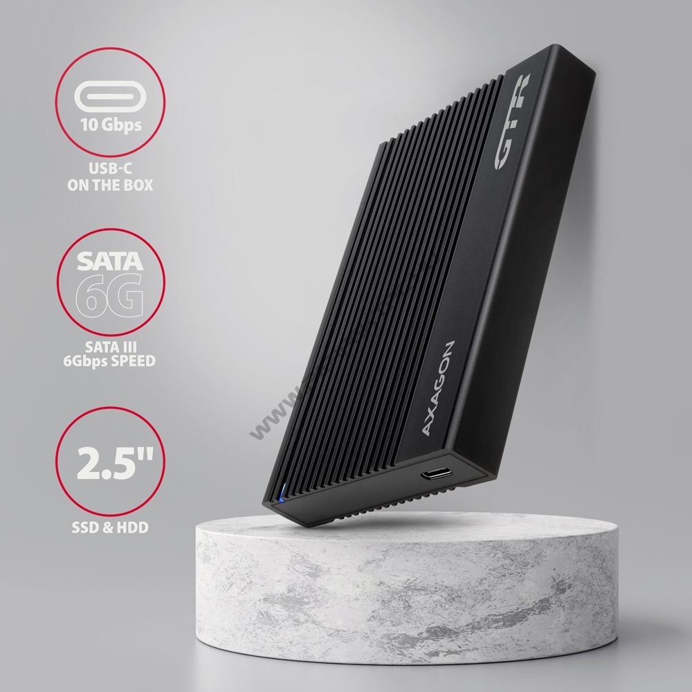 HDD ház Axagon EE25-GTR USB-C 10Gbps RIBBED box