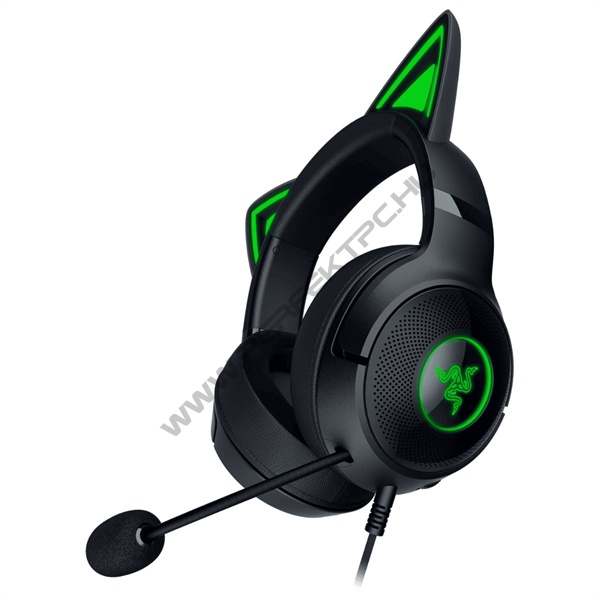 Razer Fejhallgató - Kraken Kitty V2 (USB, mikrofon, hangerőszabályzó, 2m kábel, rózsaszín)