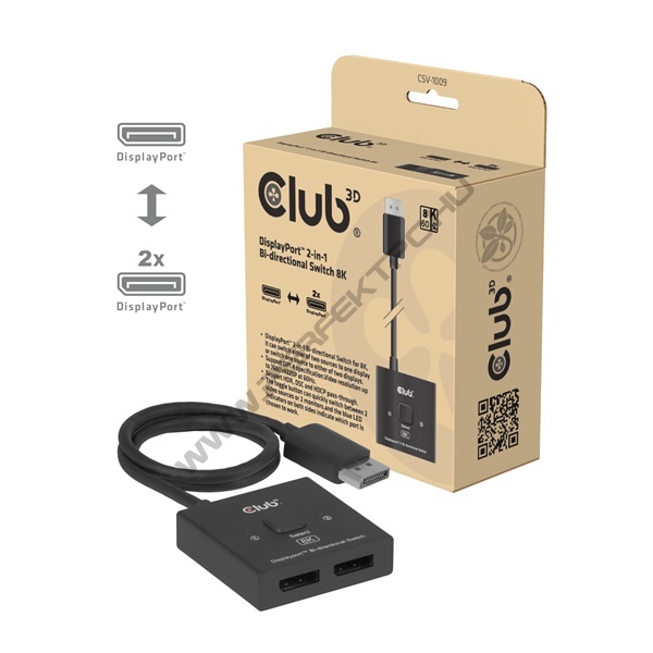 Club 3D Switch - CSV-1009 (DisplayPort 1.4 to 2x DisplayPort, 8K60Hz)