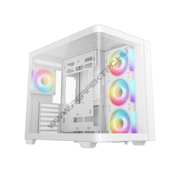 DeepCool Számítógépház - CG530U 4F WH (fehér, ablakos, 4x12cm A-RGB, BTF, ATX, 2xUSB3.0, 1xUSB2.0)