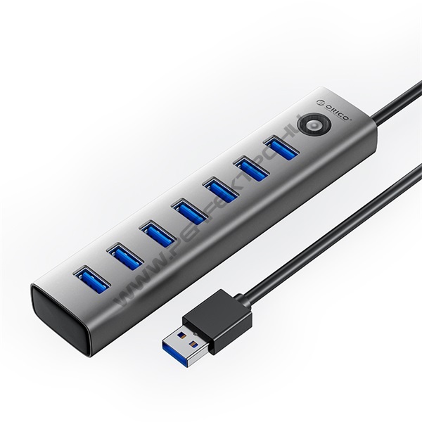 Orico USB3.0 Hub - CL7U-U3-10-GY (7 port, Bemenet: USB-A, Kimenet: 7xUSB-A, ezüst)