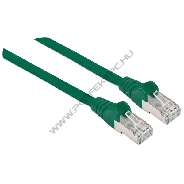 Manhattan Kábel - S/FTP Patch (RJ45 to RJ45, Cat7 kábel Cat6A moduláris csatlakozóval, 1.5m, zöld, réz)