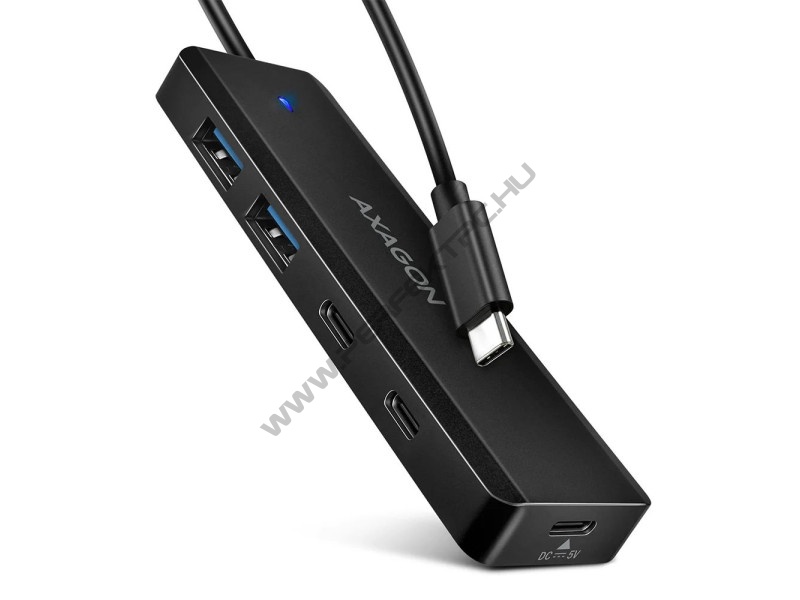 AXAGON HUE-C2C 2x USB3.2 Gen 1 + 2x USB-C 5Gbps Travel hub, USB-C power IN, w. 19cm Type-C cable
