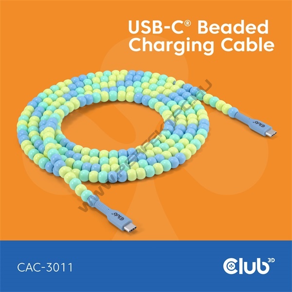 Club 3D Kábel - CAC-3011 (USB-C, PD 240W, 20Gbps, 4K60Hz, kék, M/M, 2m)