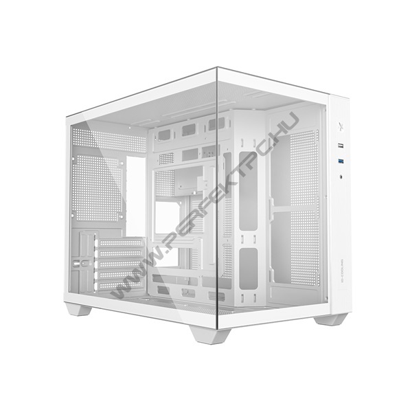 ID-Cooling Számítógépház - VIEW 500 WH (ablakos, venti nélkül, BTF, mATX, 1xUSB3.0, 1xUSB2.0, fehér)