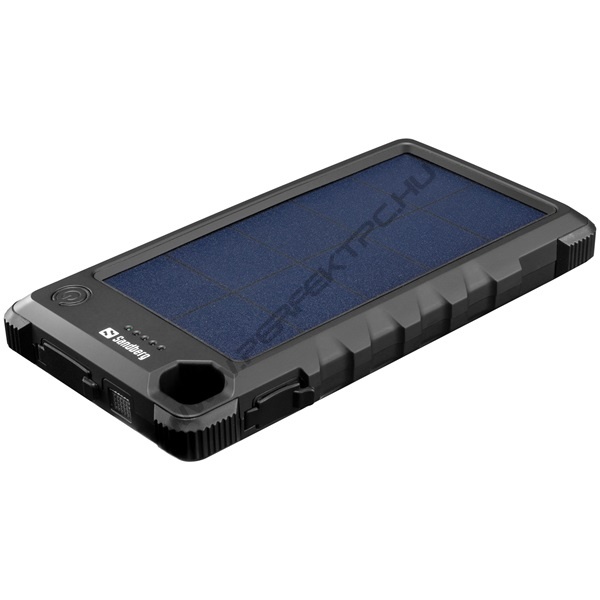 Sandberg Akkubank - Outdoor Solar Powerbank 10000 (napelem; vízálló, elemlámpa; USB-C+USB-A)