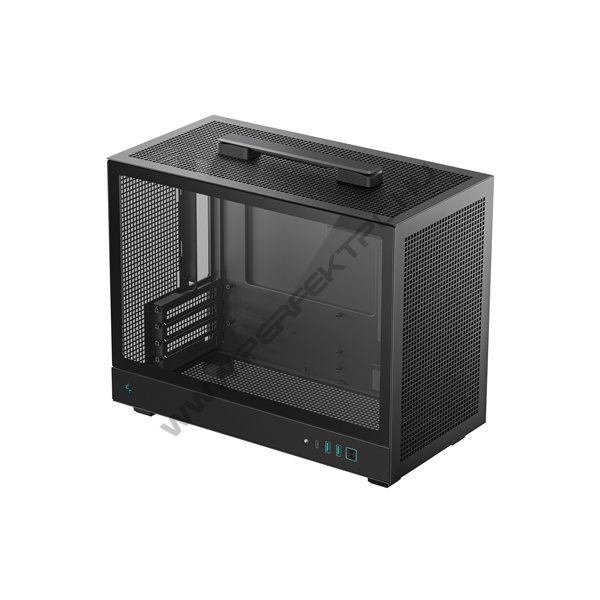 DeepCool Számítógépház - CH160 PLUS (fekete, mATX, 2xUSB3.0, Type-C, fekete)