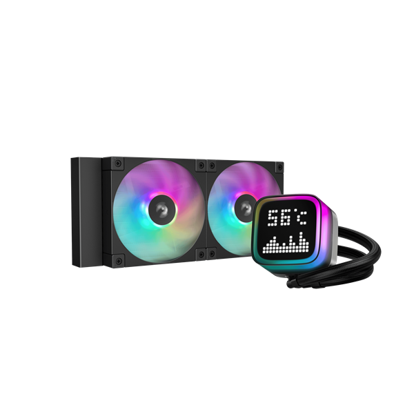 DeepCool CPU Water Cooler - LP240 (max 21dB; max. 122,39 m3/h; 2x12cm, LED kijelző, fekete)