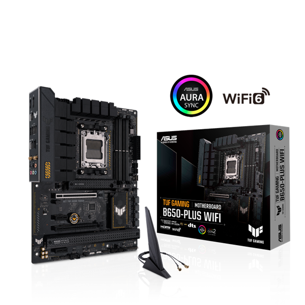 Asus Alaplap - AMD TUF GAMING B650-PLUS WIFI AM5 (B650, ATX, 4xDDR5 6400+MHz, 4xSATA3, 3x M.2, HDMI+DP)