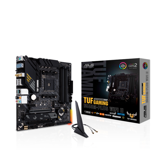 Asus Alaplap - AMD TUF GAMING B550M-PLUS WIFI II AM4 (B550, 4xDDR4 4866MHz, 4xSATA3, 2x M.2, Raid, HDMI/DP)