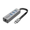 Promate USB Hub - GIGAHUB C (USB-C 4in1 HUB, RJ45, 2xUSB 3.0, SD,mSD, szürke)