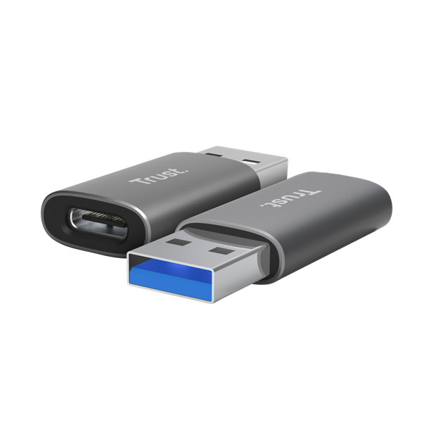 Trust Átalakító - Calyx (szürke, aluminium, USB-A apa / USB-C anya)