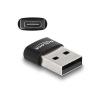 Delock adapter - 60002 (USB2.0, A-típusú USB apa - USB Type-C anya, Fekete)