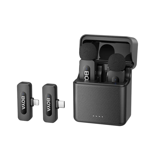 BOYA Mikrofon - BY-V3 Combo (Vezeték nélküli, fekete, 2TX+2RX, Lightning, USB-C)