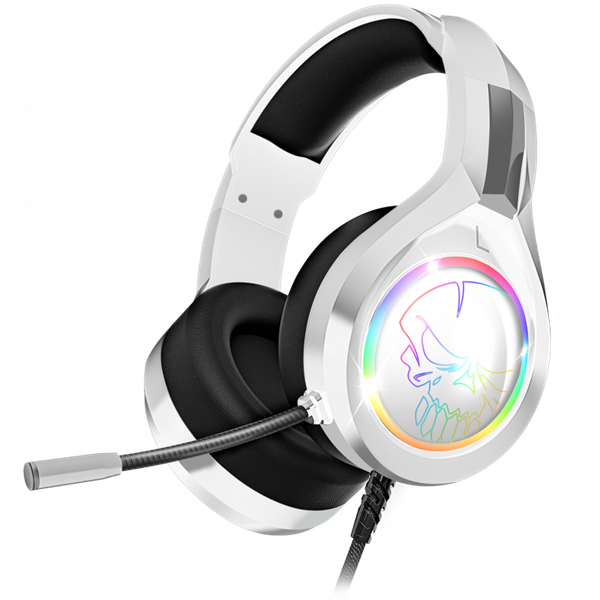 Spirit of Gamer Fejhallgató - PRO-H8 RGB White (MultiPlatform, mikrofon, 3.5mm jack, hangerőszabályzó, 2m kábel, fehér)