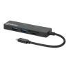 Manhattan USB HUB - 3db USB 3.0 Type-C + kártyaolvasó, SD/MicroSD, 5 Gbps, Fekete