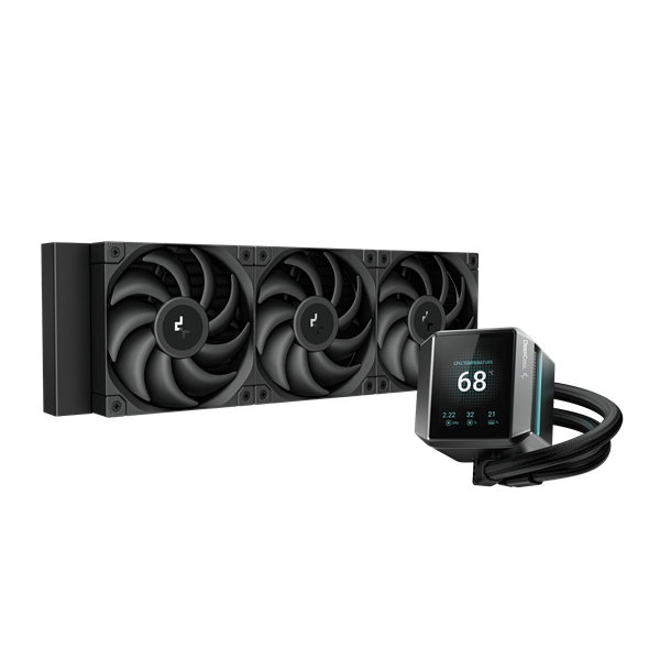 DeepCool CPU Water Cooler - MYSTIQUE 360 (max 21dB; max. 123,09 m3/h; 3x12cm, LED kijelző, fekete)