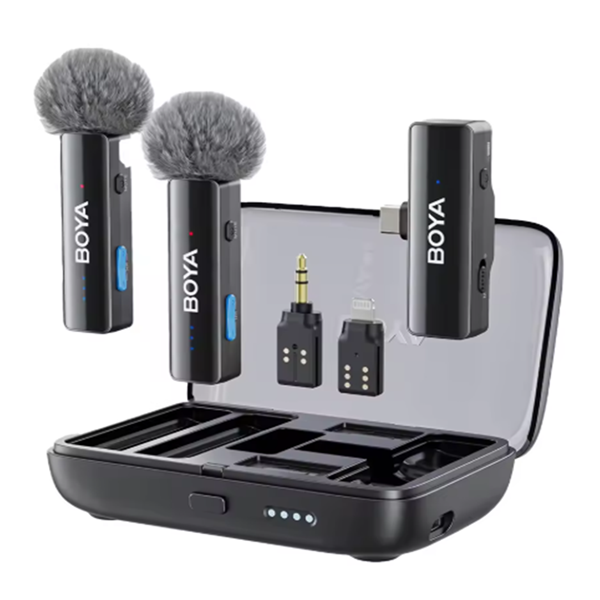 BOYA Mikrofon - BOYALINK V2.0 (Vezeték nélküli, zajszűrés, fekete, Lightning, USB-C)
