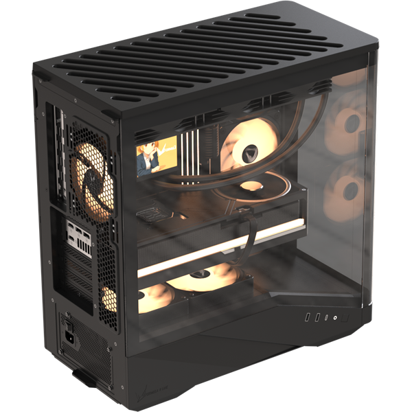 Formula Számítógépház - Crystal U9 PA Black (fekete, ablakos, 4x12cm venti, EATX, 2xUSB3.0, 1xType-C)