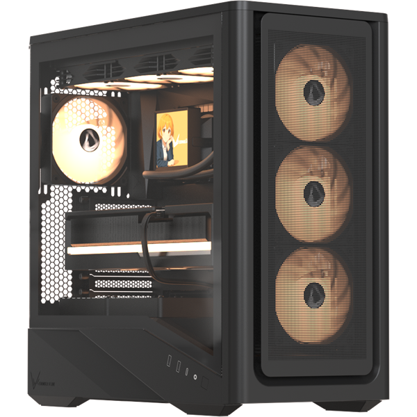 Formula Számítógépház - Air Power G9 Duo PA Black (fekete, ablakos, 4x12cm venti, EATX, 2xUSB3.0, 1xType-C)