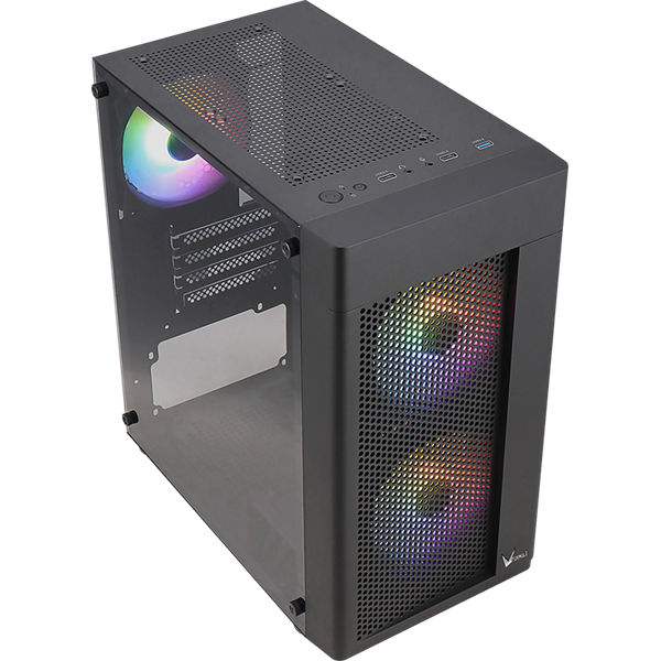 Formula Számítógépház - FG-01M FR (fekete, ablakos, 3x12cm FRGB venti, mATX, 1xUSB3.0, 2xUSB2.0)