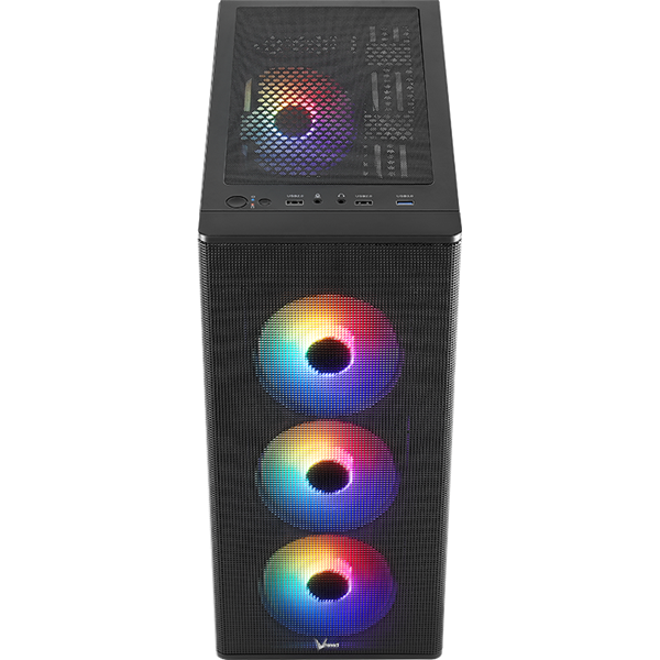 Formula Számítógépház - FG-06 AR (fekete, ablakos, 4x12cm ARGB venti, mATX, 1xUSB3.0, 2xUSB2.0)