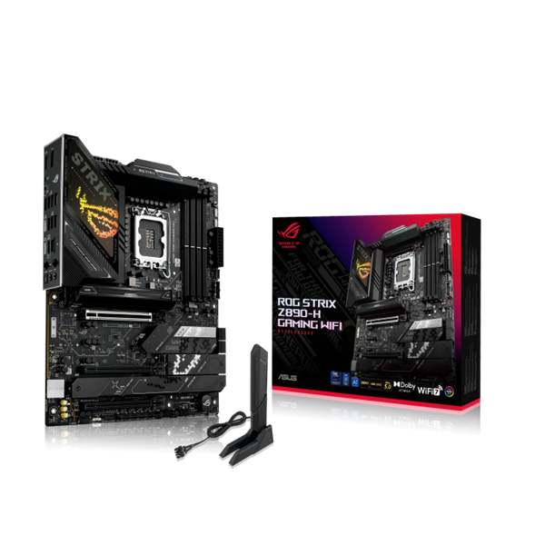 Asus Alaplap - Intel ROG STRIX Z890-H GAMING WIFI LGA1851 (Z890, ATX, 4xDDR5 9066+MHz, 4xSATA3, 4xM.2, HDMI+DP)