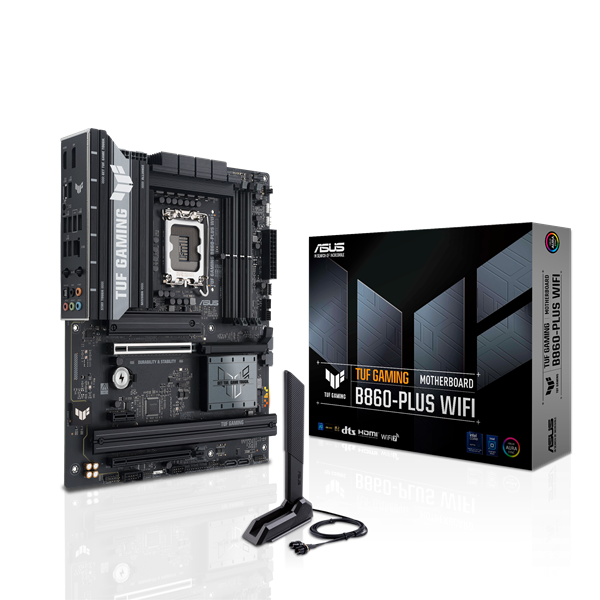 Asus Alaplap - Intel TUF GAMING B860-PLUS WIFI s1851 (B860, 4xDDR5 8666+MHz, 4xSATA3, 3xM.2, HDMI+DP+USB-C)
