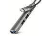 HUB AXAGON HUE-STC 1x USB3.2 Gen 1, 2x USB2.0, 1x USB-C 2.0, ALU, 12cm Type-C kábel