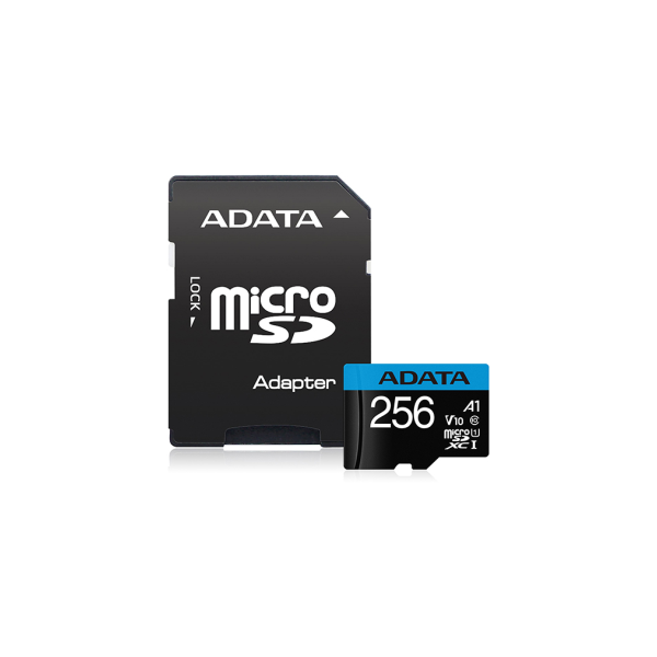 ADATA MicroSD kártya - 256GB microSDXC UHS-I Class10 A1 (R/W: 100/25 MB/s) + adapter