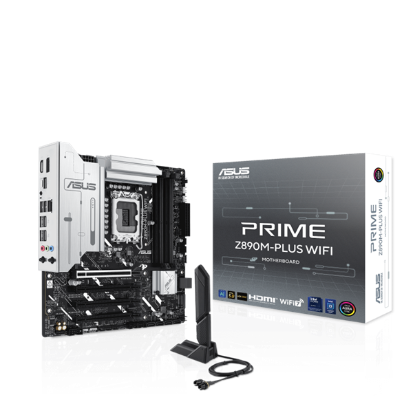 Asus Alaplap - Intel PRIME Z890M-PLUS WIFI LGA1851 (Z890, ATX, 4xDDR5 8666+MHz, 6xSATA3, 3xM.2, HDMI+DP+Type-C)