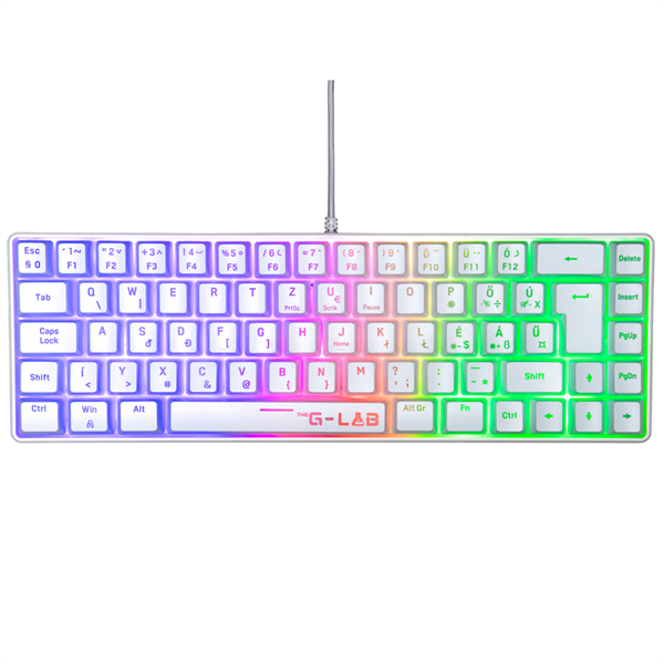 The G-Lab Gamer Billentyűzet - KEYZ HYDROGEN W/HU (RGB LED, TKL, USB, fehér, magyar)