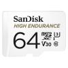 SanDisk Micro SDXC kártya - 64GB High Endurance (100 MB/s, Class 10 U3, V30) + adapter