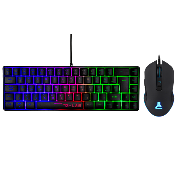 The G-Lab Gaming kit - 2 in 1 COMBO HYDROGEN B/HU (TKL billentyűzet, egér, 6200 DPI, RGB, USB-A, fekete, magyar)