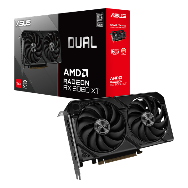 Asus Videokártya - AMD DUAL-RX9060XT-16G (16384MB, GDDR6, 128bit, HDMI, 2xDP+HDMI)