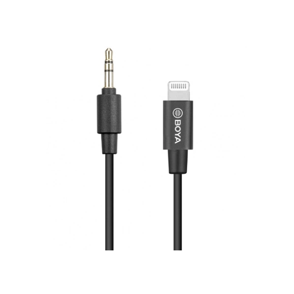 BOYA Kábel - BY-K1 (3,5 mm-es TRS apa - Lightning apa adapterkábel, 20cm)