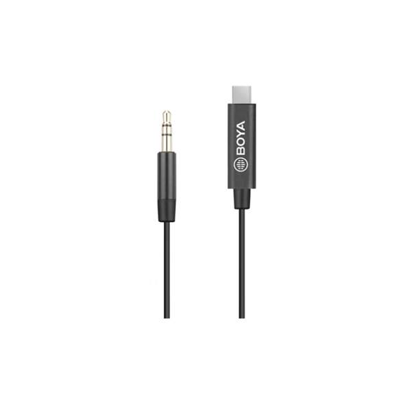 BOYA Kábel - BY-K2 (3,5 mm-es TRS apa - USB-C apa adapterkábel, 20cm)