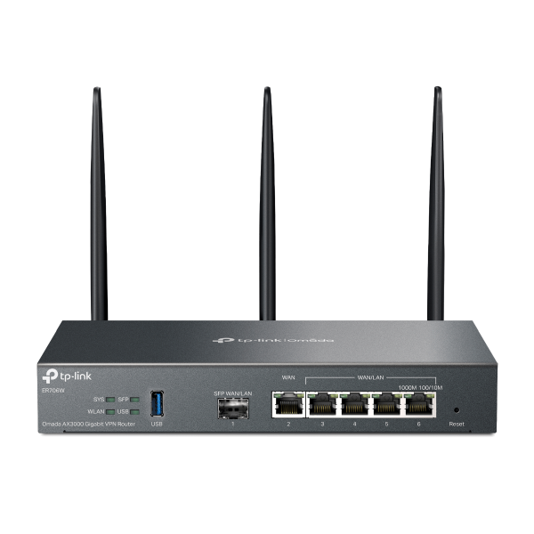 TP-Link Router WiFi AX3000 - ER706W VPN (2402Mbps 5GHz + 574Mbps 2,4GHz; 5x 1Gbps + 1Gbps SFP; 50x VPN; Omada)