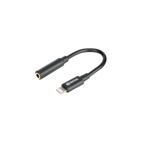 BOYA Kábel - BY-K3 (3,5 mm-es TRS anya - Lightning apa adapterkábel, 6cm)