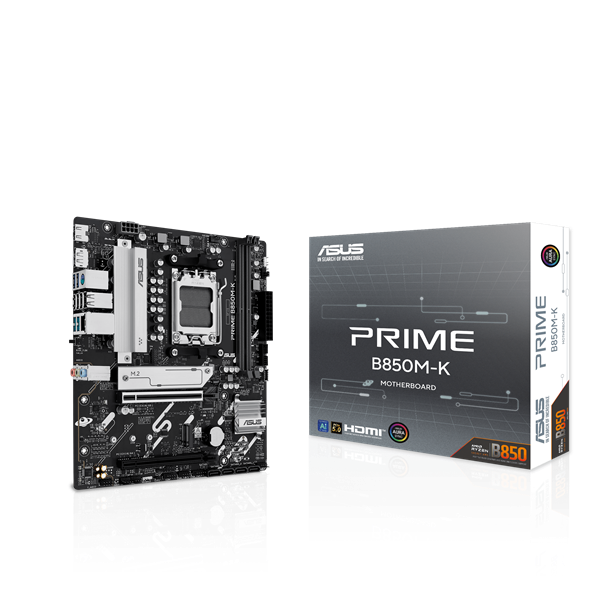 Asus Alaplap - AMD PRIME B850M-K AM5 (B850, ATX, 2xDDR5 8200+MHz, 4xSATA3, 2x M.2, HDMI+DP)