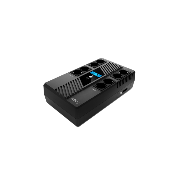NJOY Szünetmentes Elosztósor  800VA - Token 800 (2x4 Schuko, line-interaktív,HID USB, LCD, túlfeszültség védett, fekete)