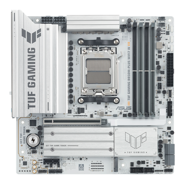 Asus Alaplap - AMD TUF GAMING B850M-PLUS WIFI7 W AM5 (B850, mATX, 4xDDR5 8000+MHz, 4xSATA3, 3x M.2, HDMI+DP)