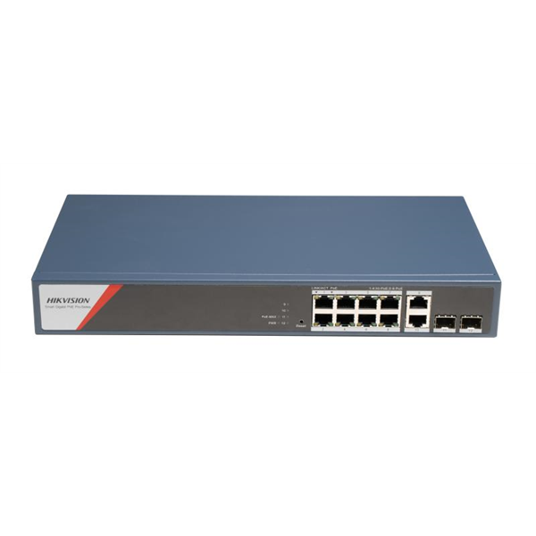 Hikvision Switch PoE - DS-3E1512HP-SI-8P2T2F (8 port 1000Mbps, 130W, 2xRJ45 1000Mbps, 2xSFP 1000Mbps)