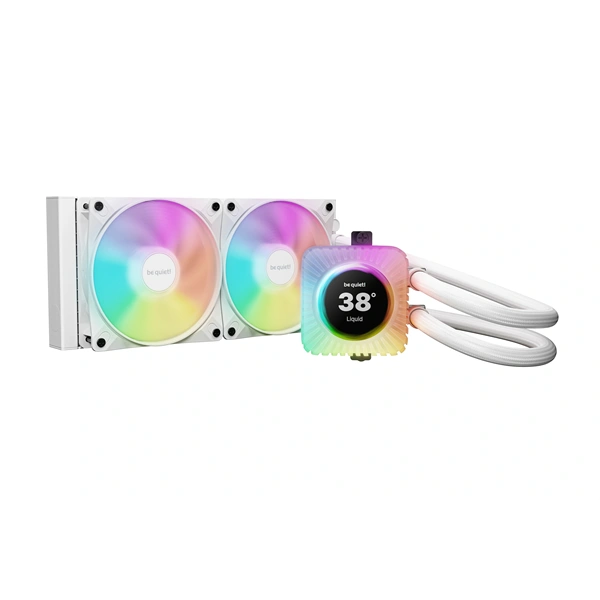 Be Quiet! CPU Water Cooler - LIGHT LOOP IO LCD 240mm White (2x120mm, cső hossza: 400mm, fehér)
