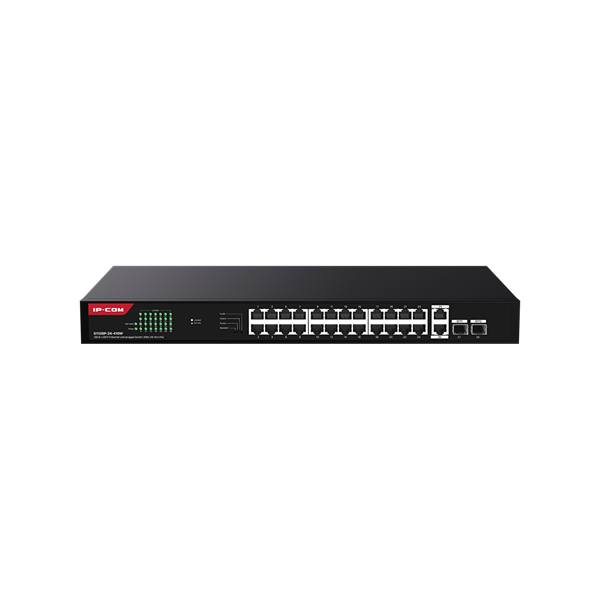 IP-COM Switch PoE - G1128P-24-410W (24x1Gbps; 2x1Gbps uplink; 2x SFP; 24 af/at PoE+ port; 370W, Rack)