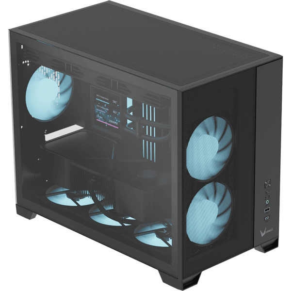Formula Számítógépház - Air Mesh G6 Black (fekete, ablakos, mATX, 1xUSB3.0, 1xType-C)