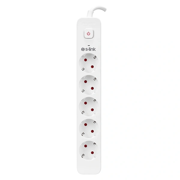 S-Link Túlfeszültségvédő - SPG501S (1,5m, 750 Joule, 16A, 3680W, 5db schuko, fehér)