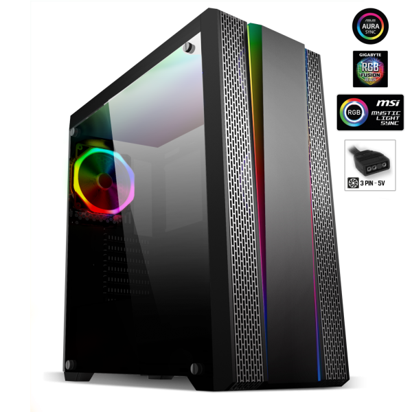 Spirit of Gamer Számítógépház - Clone 2 RGB (mATX; kártyaolvasó; ablakos, 3x12cm RGB vent., 2xUSB3 + 2xUSB2; fekete)